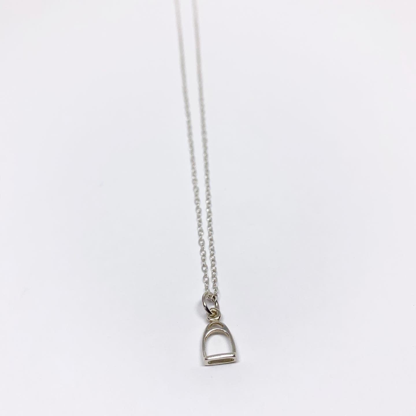 Recycled Silver Stirrup Charm Necklace
