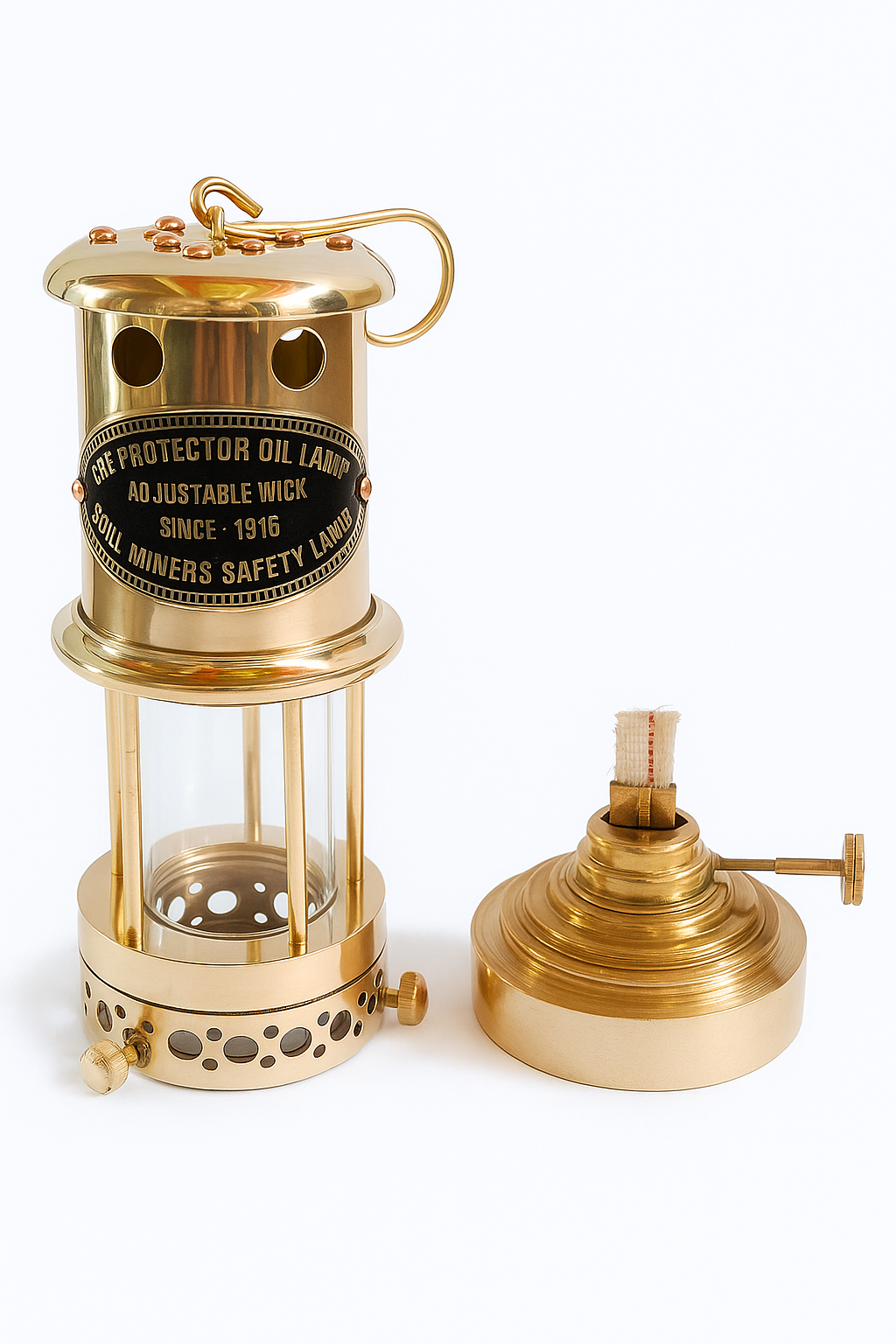 Brass Miner’s Lamp with Adjustable Wick