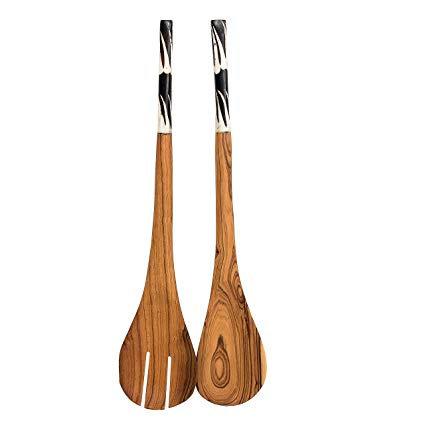 Hand Carved Olive Wood Salad Servers