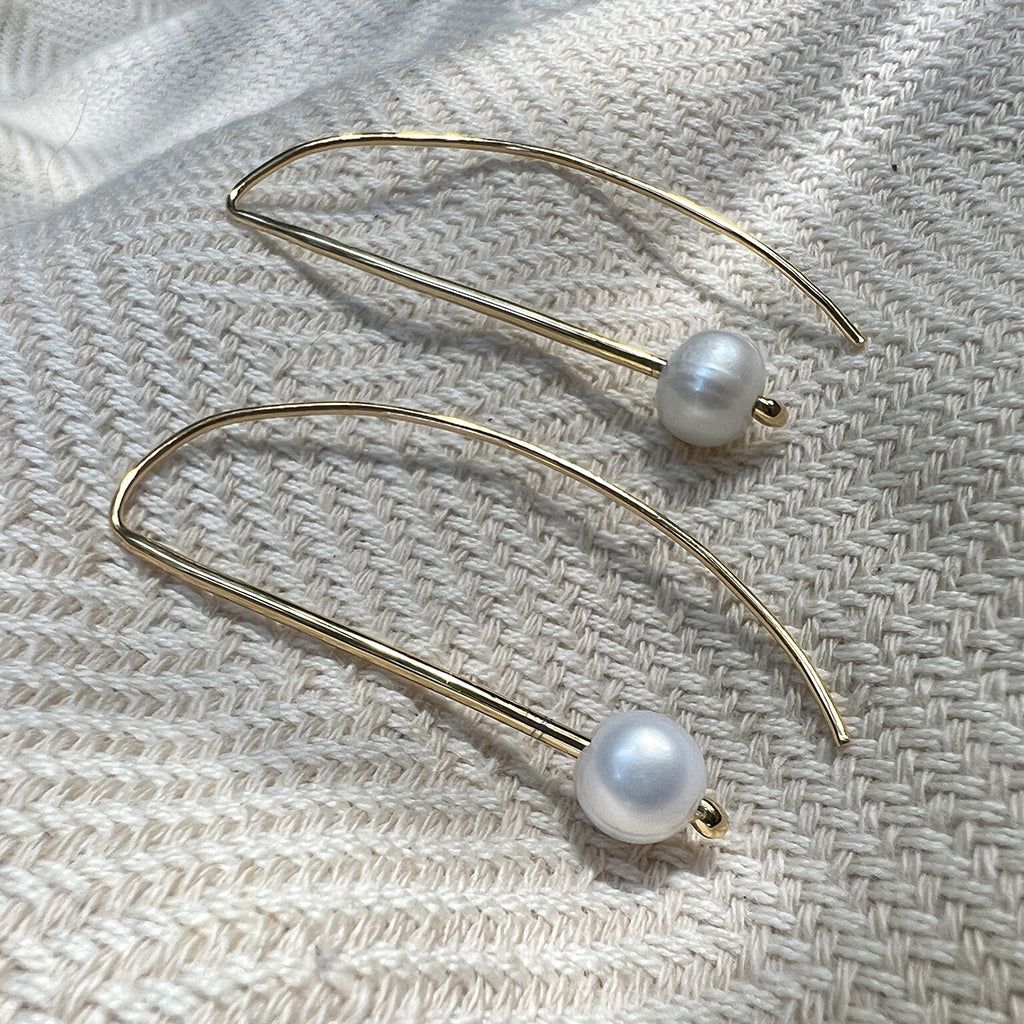 Recycled Bomb Freshwater Pearl Hook Earrings