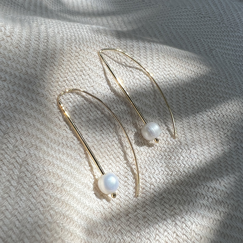 Recycled Bomb Freshwater Pearl Hook Earrings