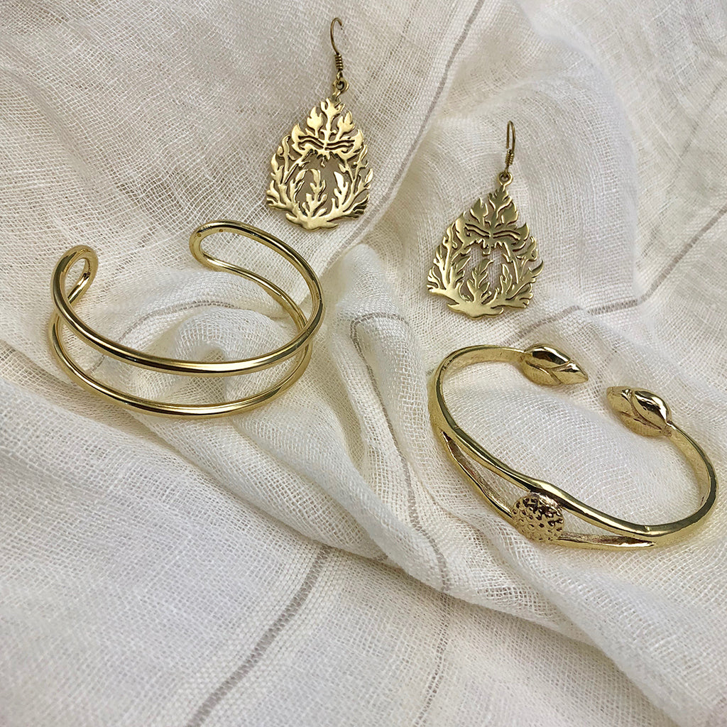 Recycled Bombshell Lotus Cuff Bracelet