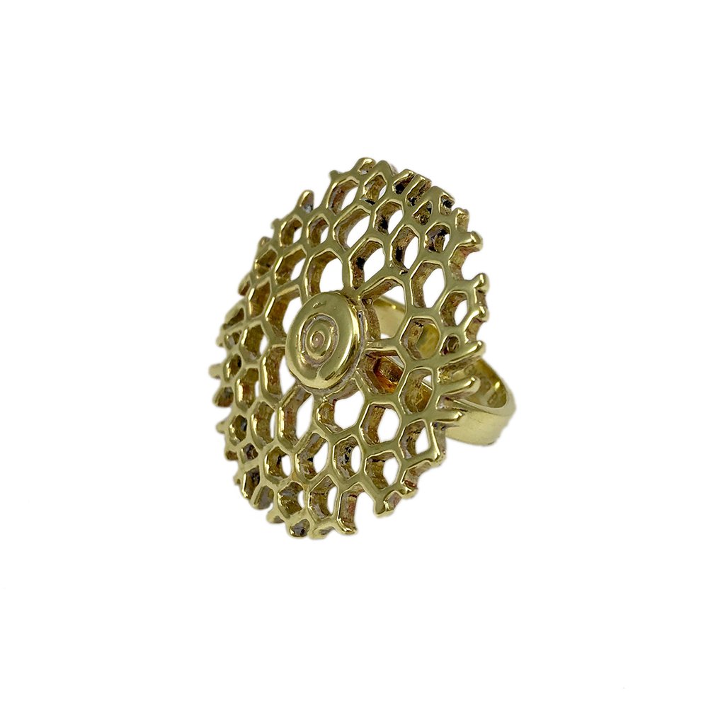Recycled Bombshell Honeycomb Ring (adjustable)