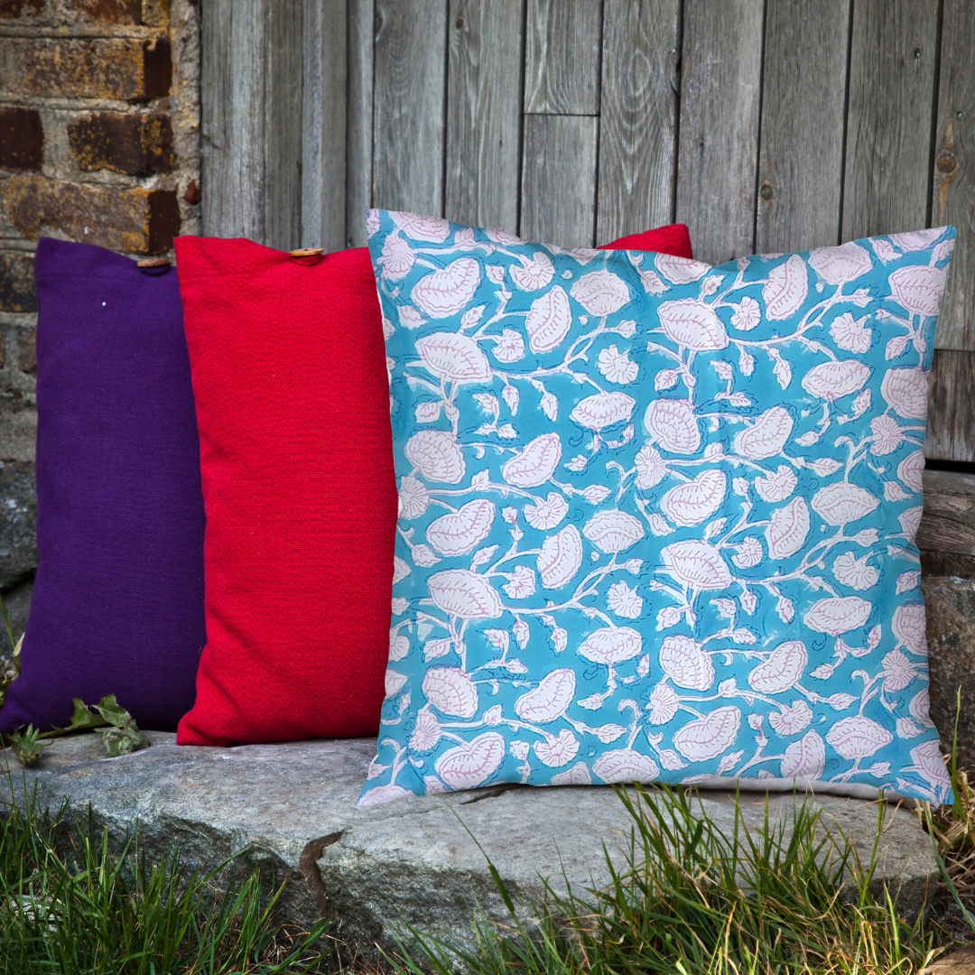 Support Indian Artisans - bright block-printed pillow cover