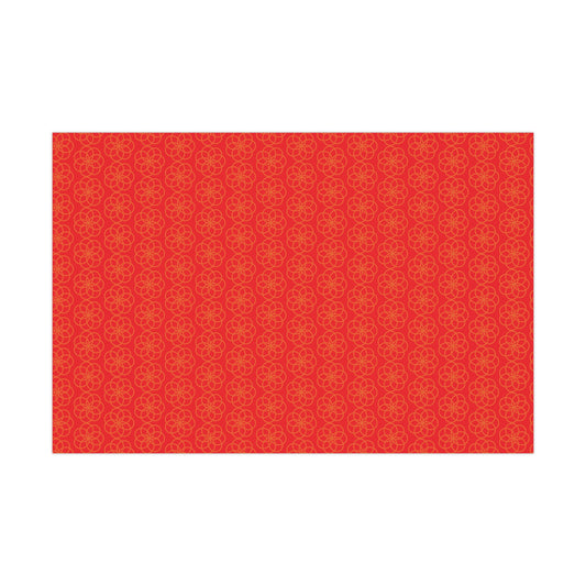 Gift Wrap Paper - Red with Orange Flowers