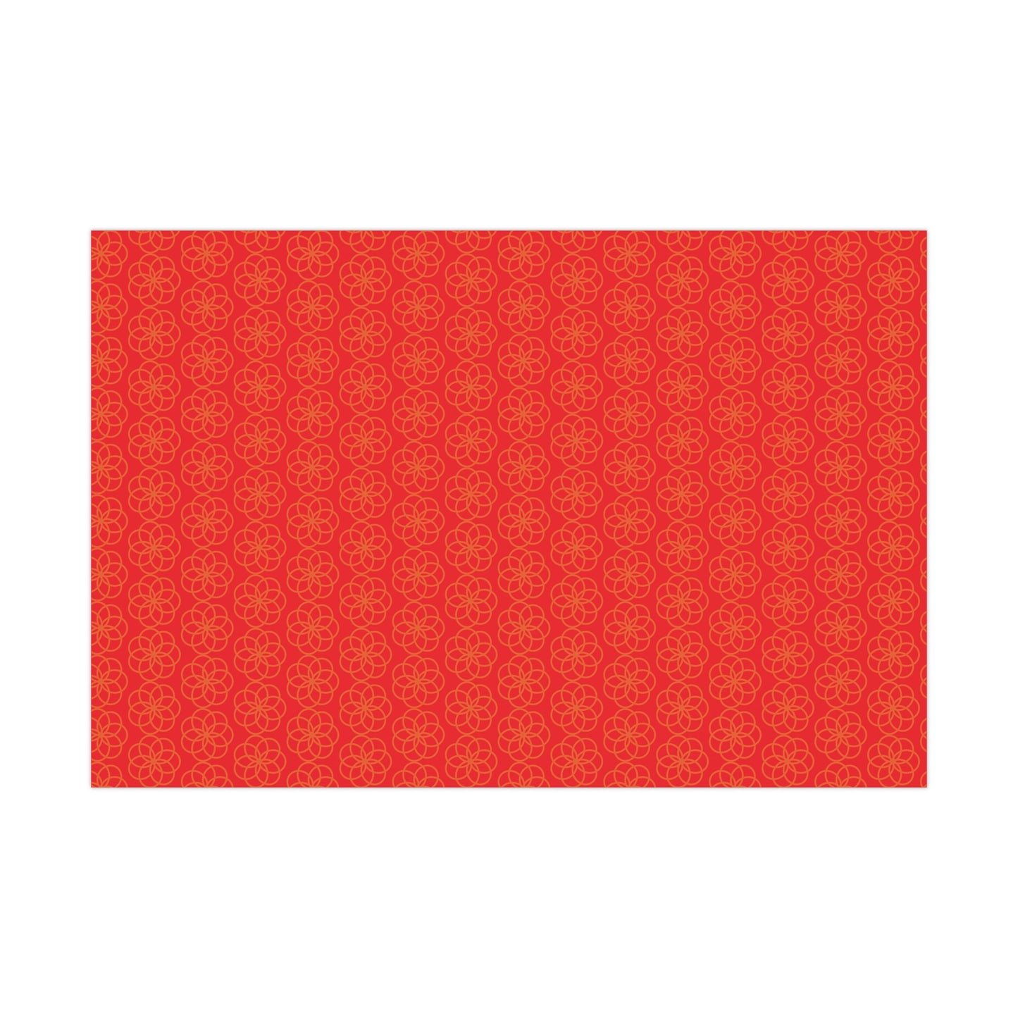 Gift Wrap Paper - Red with Orange Flowers