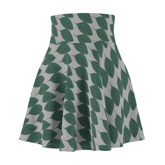 Women's Green Leaves Skater Skirt