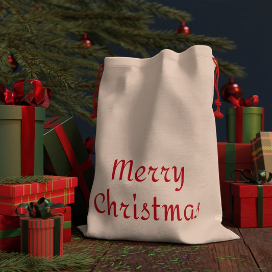 Merry Christmas Linen Gift Bag