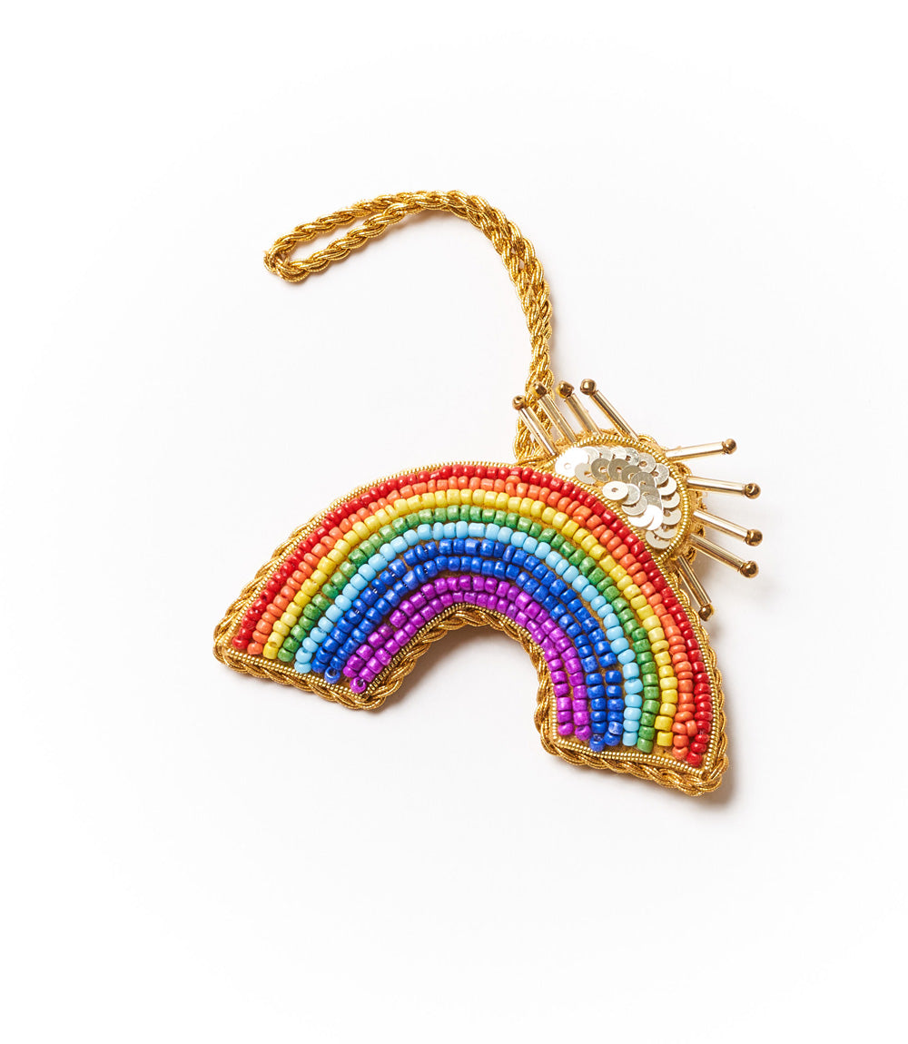 Rainbow Sun Rays Felt Ornament - Hand Embroidered