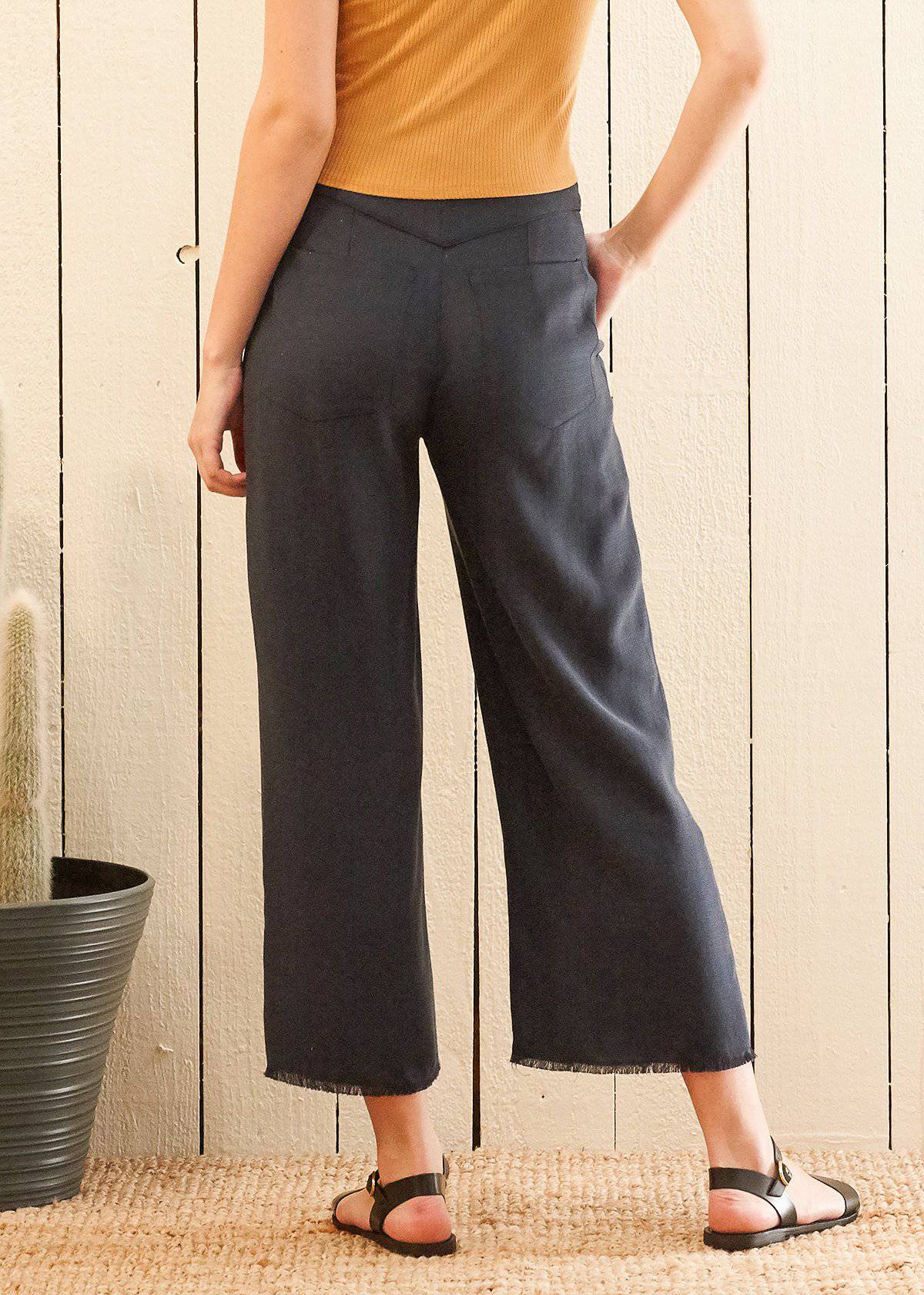 Fringe Hem Cropped Pants