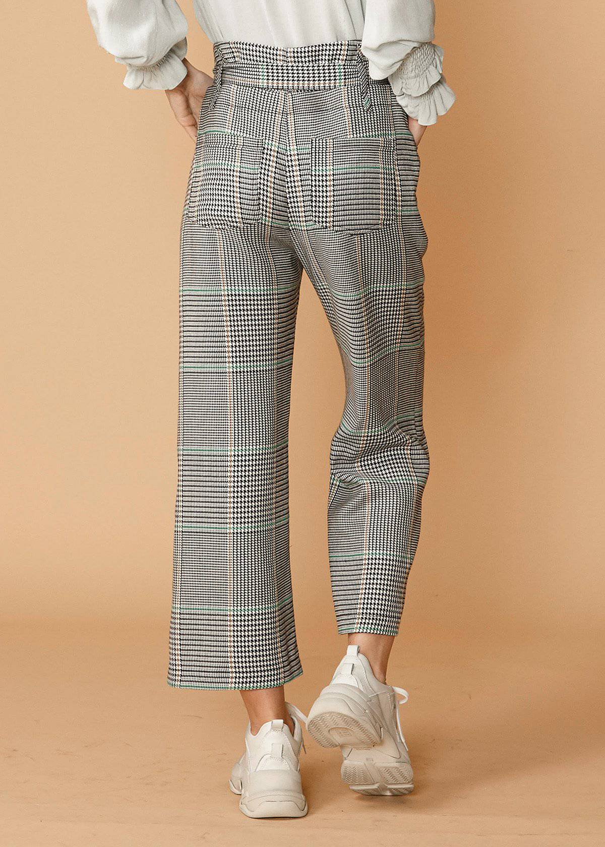 Plaid Tie Waist Cropped Pants