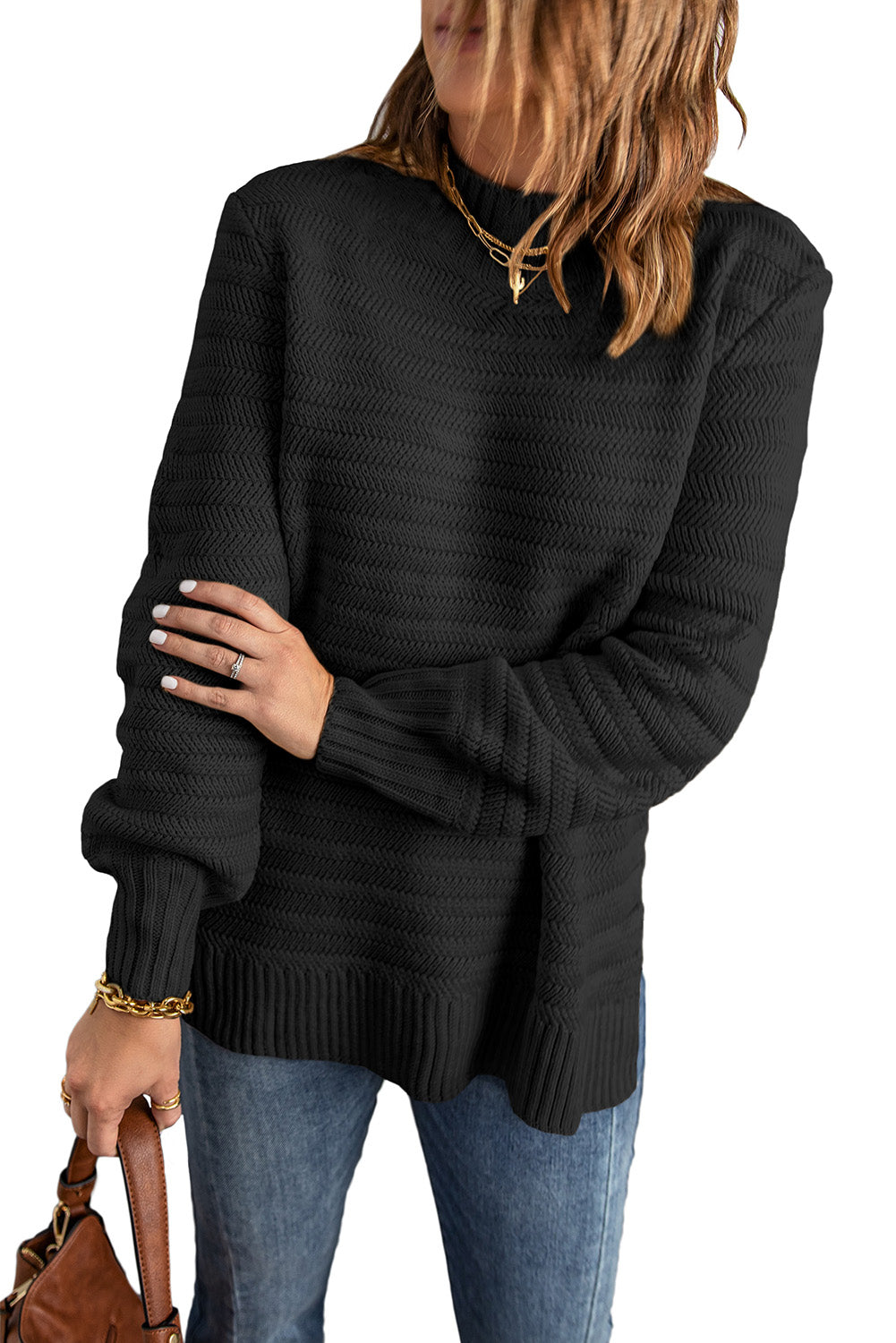 Black Textured Sweater