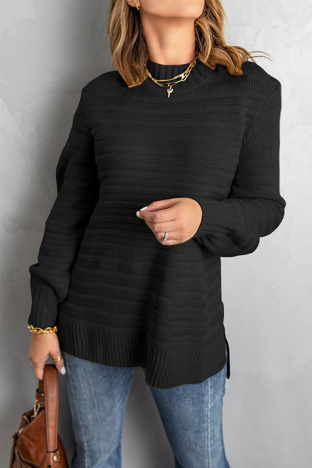 Black Textured Sweater