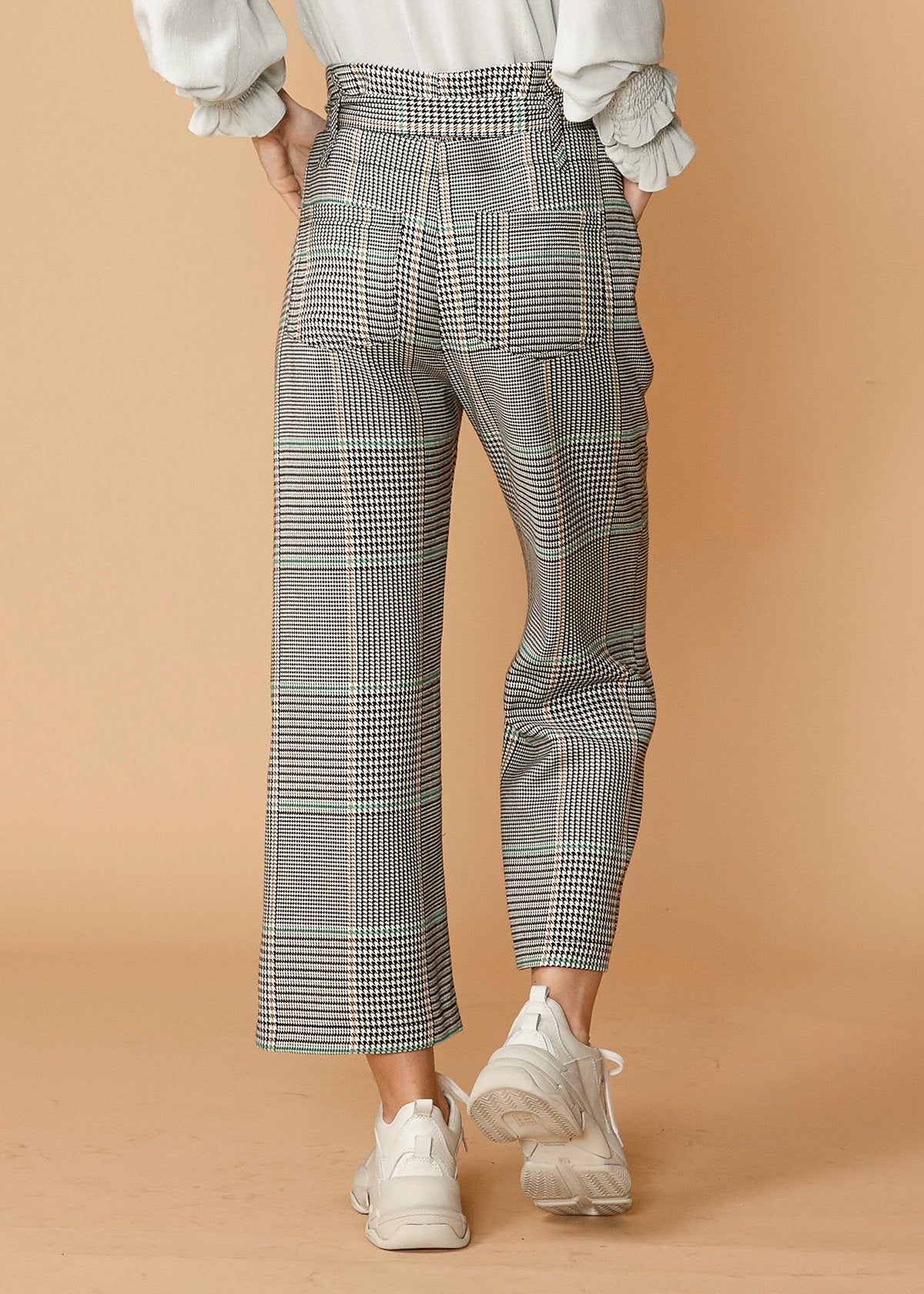 Plaid Tie Waist Cropped Pants
