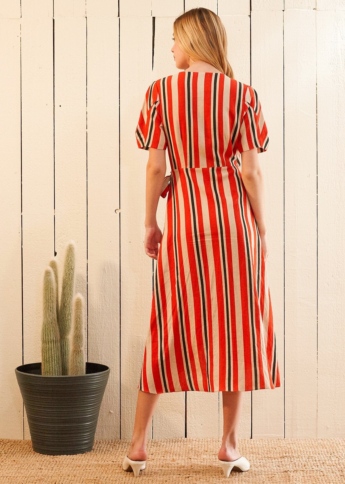 Linen Wrap Dress in Poppy