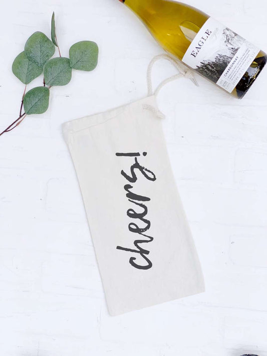 Cheers! - Canvas Wine Bag