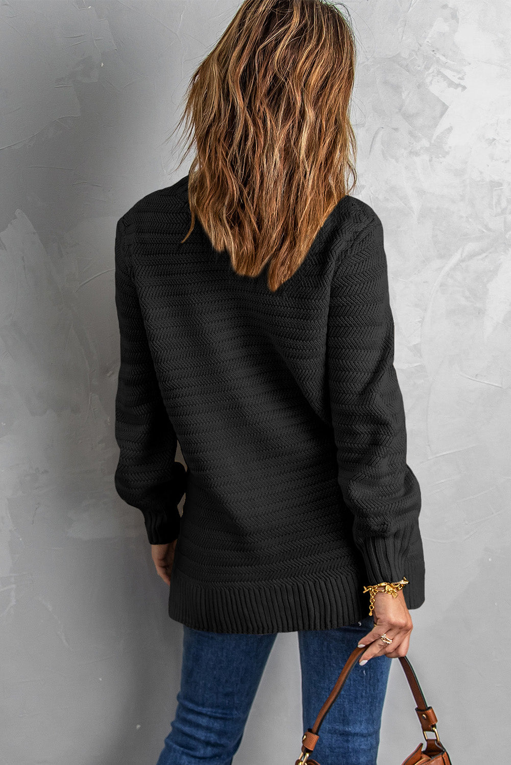 Black Textured Sweater