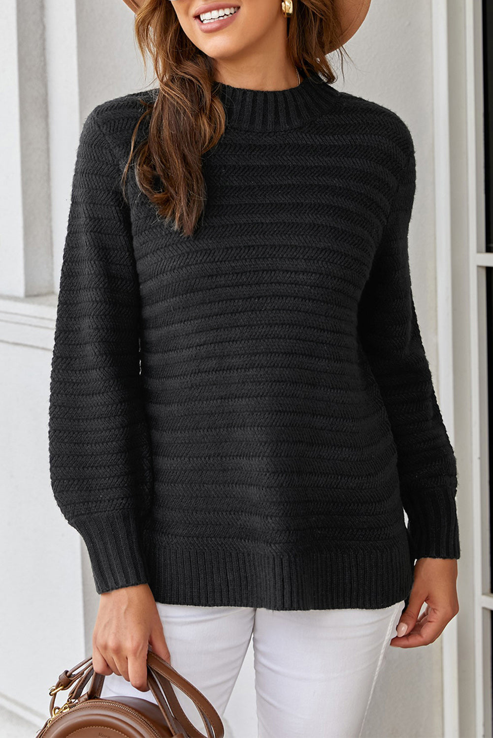 Black Textured Sweater