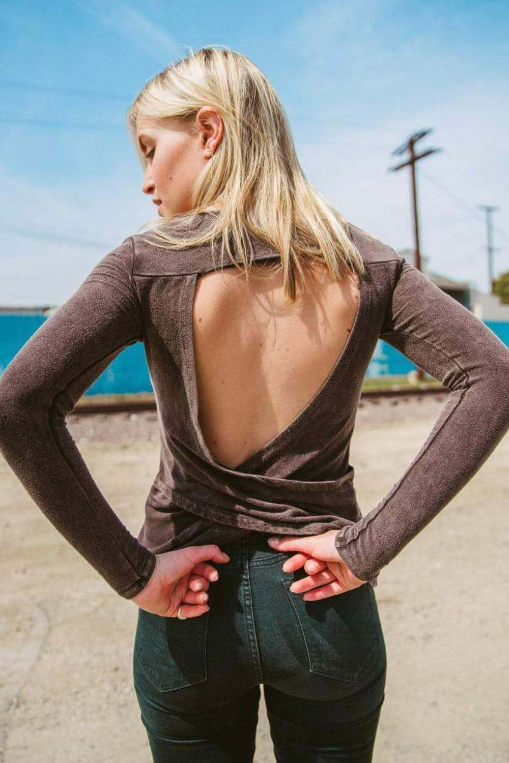 Peekaboo Back Wrap Shirt